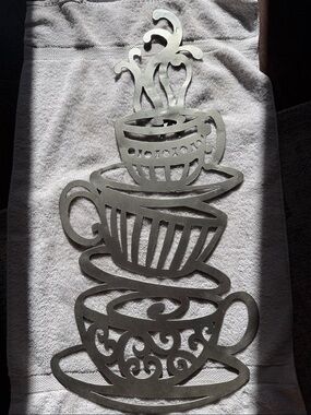 Decorative Stacked Teacup Wall Art - Silver
